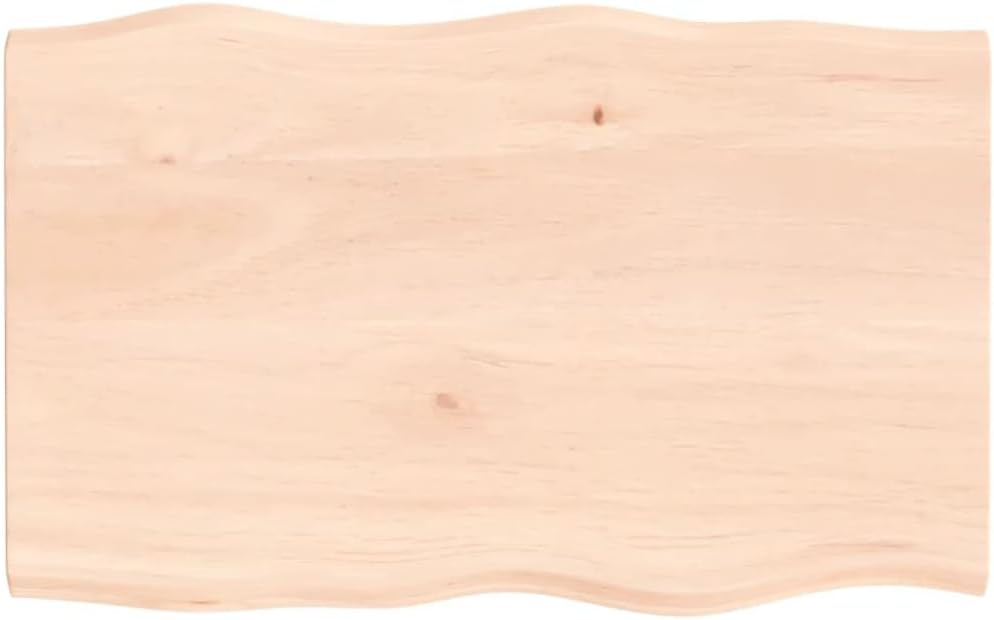 Homgoday 80 x 50 x 2 cm Solid Oak Tabletop, Raw Edged, Kitchen Coffee Table Replacement, Dining Table, Desk Surface, Durable Wood Top for Home & Office