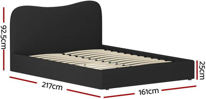 Artiss Bed Frame Queen Size Mattress Base Wooden Platform Boucle Black DARA