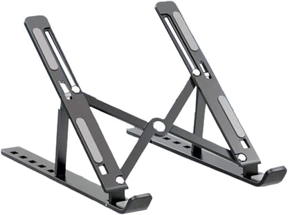 Lightweight Aluminum Laptop Stand,Portable & Foldable with Ergonomic 6-Height Adjustable Computer Stand, Compatible with Air, Pro, Dell, HP, Lenovo More 10-15.6" Laptops(Grey)