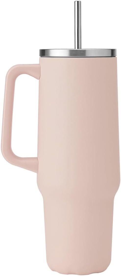 S'well - Tumbler XL, Reusable Drinks Tumbler with Straw, Triple-Layered Stainless Steel Bottle, Keeps Drinks Hot for 10h & Cold for 50h (40 oz, Himalayan Salt)