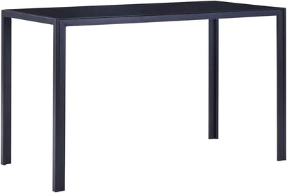 vidaXL Modern Seven Piece Dining Set in Grey - Tempered Glass Tabletop and Faux Leather Upholstery