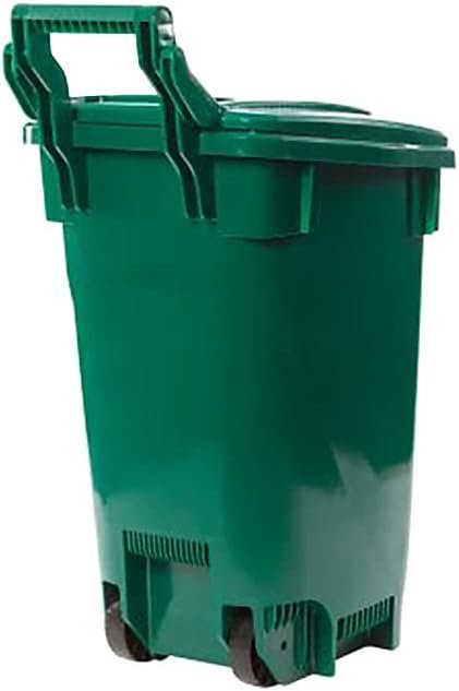 Curbside Organics Bin - 13 Gallon Green |Globe Commercial Products |High Density Polyethylene |52.7D x 43.2W x 78.7H cm |Modern Design with Tall Handle & Solid Nylon Wheels |Ideal for Kitchen Storage