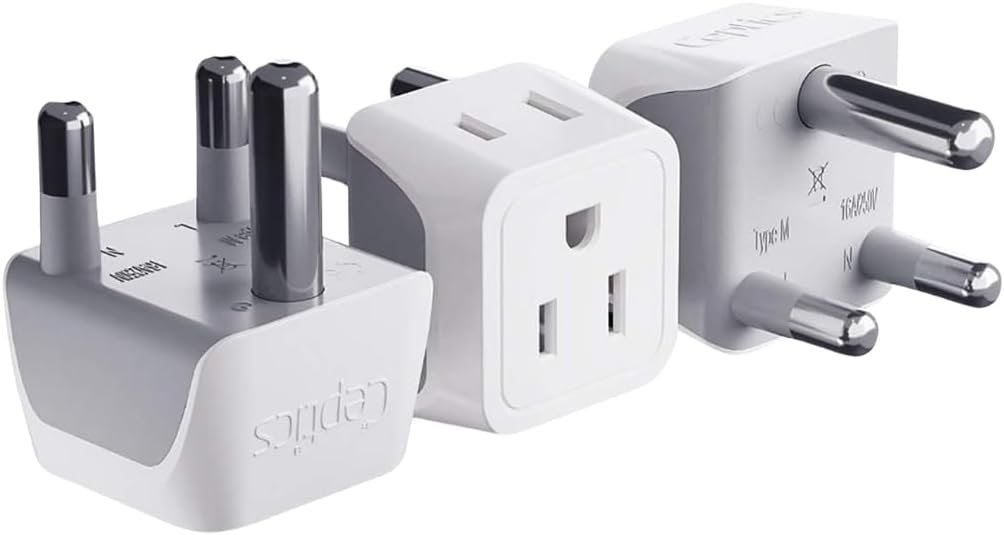Ceptics Canada to South Africa, Botswana, Namibia Travel Adapter (Type M) - Dual Input - Ultra Compact - Charge your Cell Phone, Laptops, Tablets (CT-10L, 3 Pack)
