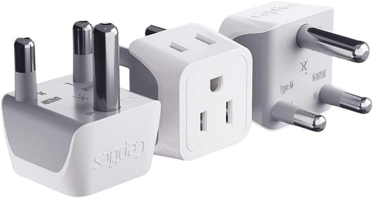 Ceptics Canada to South Africa, Botswana, Namibia Travel Adapter (Type M) - Dual Input - Ultra Compact - Charge your Cell Phone, Laptops, Tablets (CT-10L, 3 Pack)