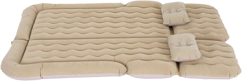 Weisshorn SUV Car Air Mattress, 175 x 130cm Inflatable Bed Folding Foldable Mattresses Back Seat, Portable Outdoor Camping Travel Chair with Carry Bag and 2 Pillows Beige