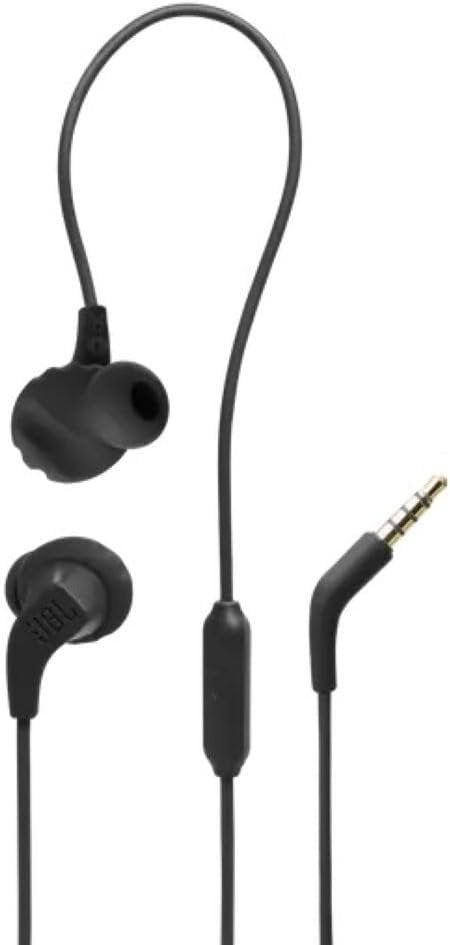 JBL Endurance Run 2 Wired, FlipHookTM, Never Hurt. Never Fall Out, Sweatproof, Hands-Free Calls, Magnetic Buds, Black