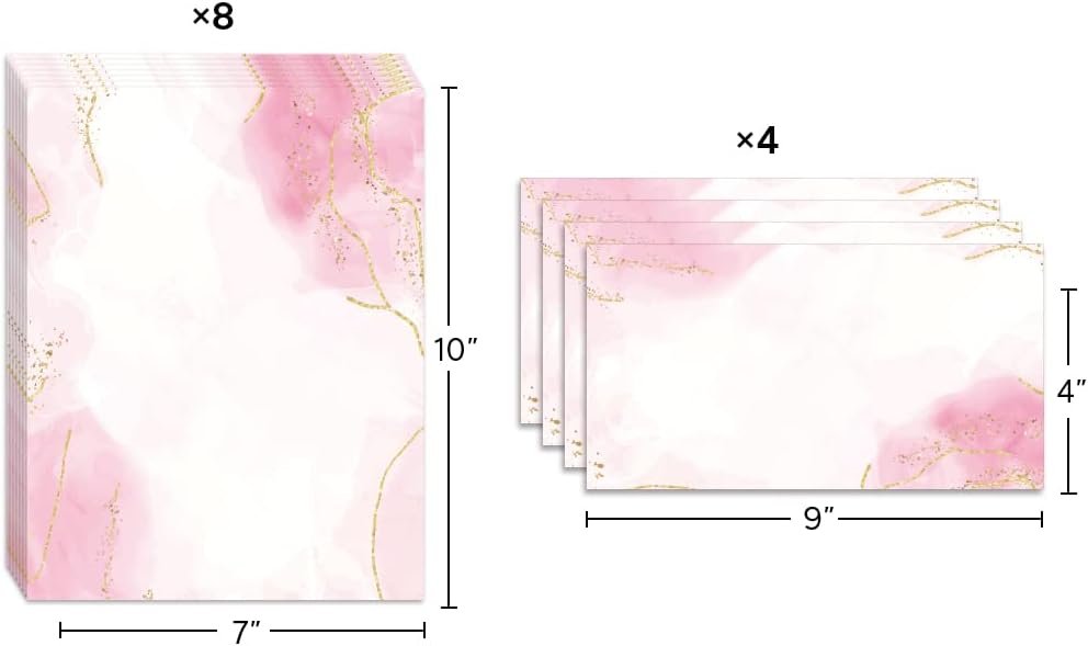 Paper Master Stationary Paper with Envelopes Set - Marble Stationery Paper Set with Letter Writing Paper-Letter Size (8.5 x 11 In), 36 Sheets + 24 Envelopes