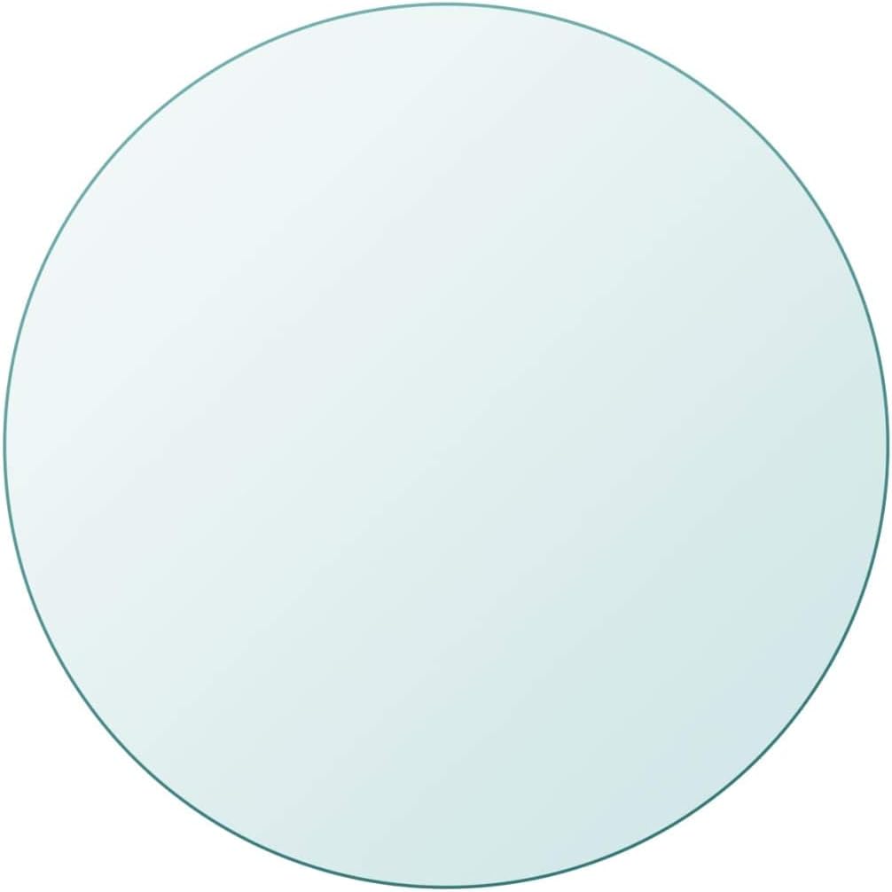 vidaXL Transparent Tempered Glass Round Table Top - 40 cm Diameter, Crystal Clear, Perfect for Dining/Coffee/Garden Tables