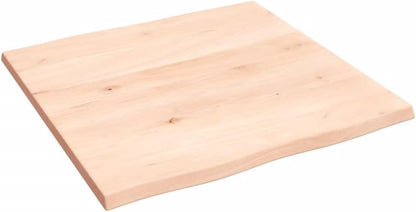 60 x 60 cm Solid Oak Tabletop, Natural Finish, Live Edge Design - Perfect Replacement for Coffee Table, Dining Table, Gold Desk Surface