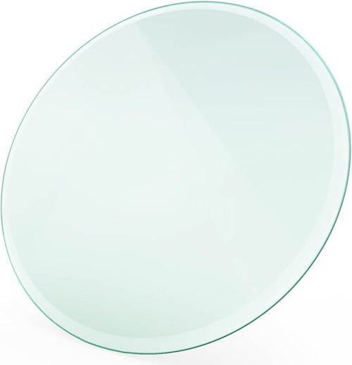 Royalty 24" Inch Round Tempered Glass Table Top – Clear Table Top Glass – Useful for Replacement, Tabletop Protector, Patio, Dining, Coffee, Desks - 1/2" Thick Beveled Edge