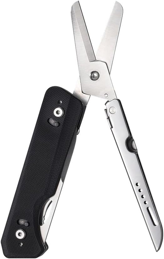 Roxon Folding Pocket Scissors 2 in 1 Must-Have at Home EDC Multi Tool with Belt Clip, Good for Housework, Rescue, Hunting, Survival, Fishing, Hiking, Camping