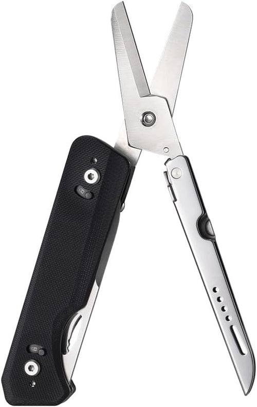 Roxon Folding Pocket Scissors 2 in 1 Must-Have at Home EDC Multi Tool with Belt Clip, Good for Housework, Rescue, Hunting, Survival, Fishing, Hiking, Camping
