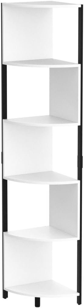 YITAHOME 6 Tier Corner Shelving Unit 175cm Tall Modern Chevron Corner Bookcase with 6 Shelves for Living Room Home Office Small Space White