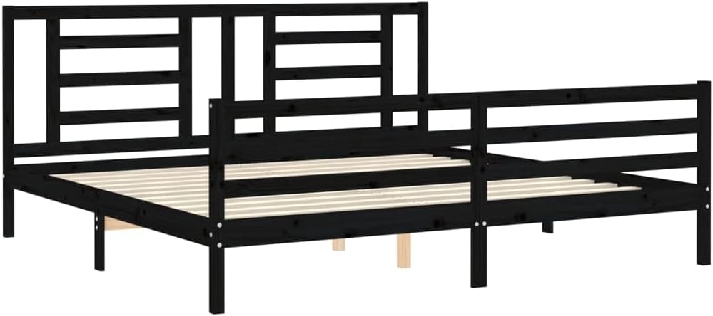 WSJHUHK Mobili,Letti & Accessori,Letti & Telai,Telaio letto senza materasso Nero 200x200 cm Legno Massello
