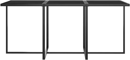 vidaXL Modern Poly Rattan Outdoor Dining Set with Cushions, Grey - Perfect for Patio or Garden, Featuring Tempered Glass Tabletop and Powder-Coated Steel Frames