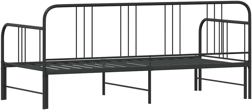 vidaxl Black 2-in-1 Metal daybed/Trundle - 92x187 cm - Space-Saving Sofa Bed with Storage - Modern Style