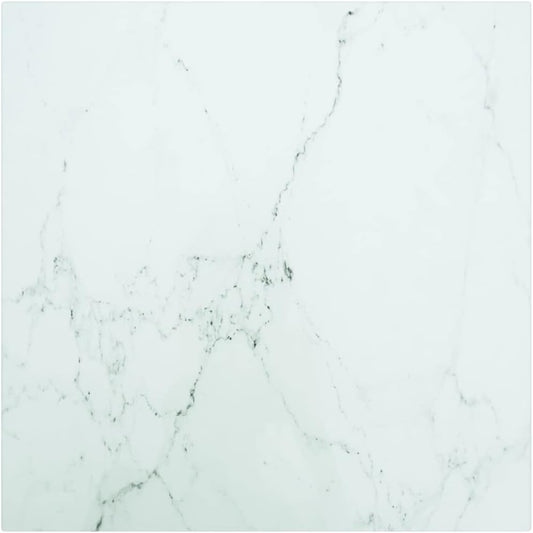 White Marble Design Tempered Glass Tabletop 40 x 40 cm - Ideal for Dining Tables, Coffee Tables, Garden Tables - High Strength, Safe & Durable Surface