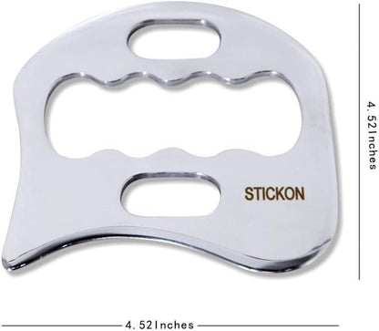 STICKON Medical Grade Stainless Steel Gua Sha Scraping Massage Tool IASTM tools for Soft Tissue Therapy and Reduce Back, Legs, Arms,Neck,Shoulder Muscle Pain (STICKON-q)