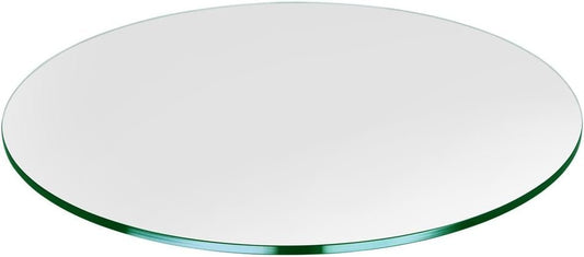 TroySys Round Glass Table Top Clear Tempered 3/8" Thick Glass with Flat Polished Edge for Dining Table, Coffee Table, Home & Office Use, 17" L