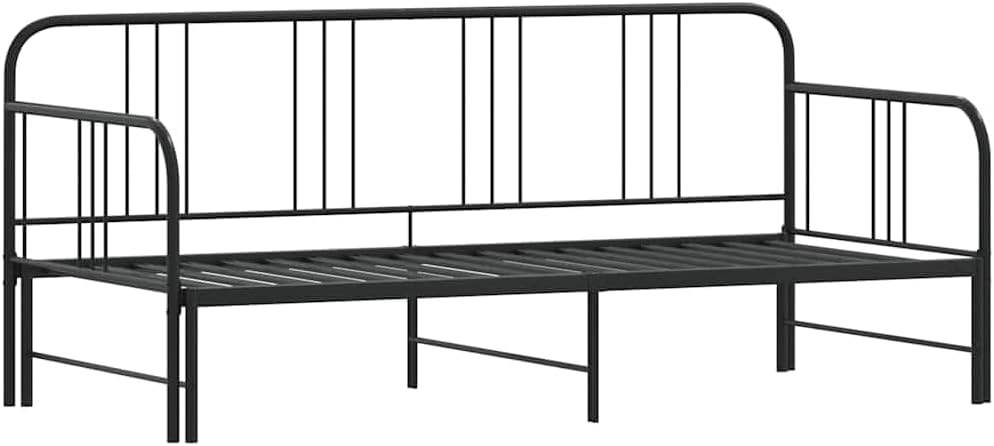 vidaxl Black 2-in-1 Metal daybed/Trundle - 92x187 cm - Space-Saving Sofa Bed with Storage - Modern Style