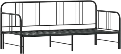 vidaxl Black 2-in-1 Metal daybed/Trundle - 92x187 cm - Space-Saving Sofa Bed with Storage - Modern Style