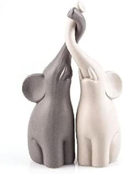 pajoma - Pair of Ceramic Figurines in the Shape of Elephants, Height 25.5 cm, Grey