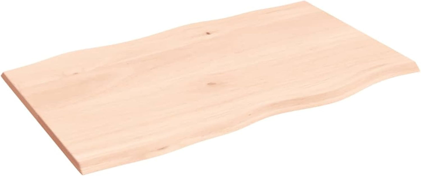 100 x 60 cm Solid Unfinished Oak Tabletop, Live Edge Design, Versatile Replacement for Kitchen Center Table, Dining Table, Desk Surface, Durable and Stylish