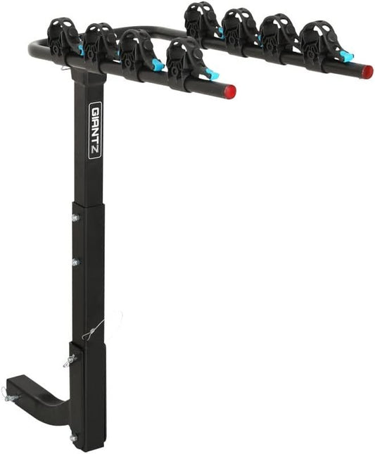 Giantz 4 Bike Carrier Rack, Tow Bar Bikes Boot Rear Racks Car Hitch Trunk Bicycle Carriers Automotive Sports Transporting Road Bicycles Caravan Organizers and Storage, Foldable Lock Black