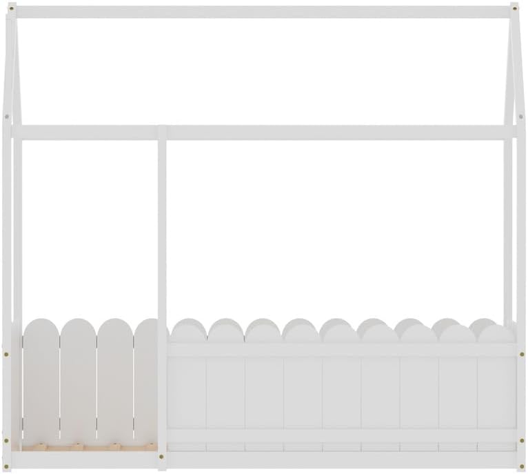 Artiss Single Bed Frame, Day Beds Baby Toddler Kids Toddler Loft Floor Daybed Platform Wooden Timber Frames Base House Bedroom Room Decor Home Furniture, Modern Design White