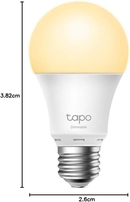 Tapo L510E Wi-Fi E27 Bulb, Works with Amazon Alexa and Google Home, 806 Lumens, 1% to 100% Dimmable Warm Yellow, 2700K, Remote Control, 1 Piece