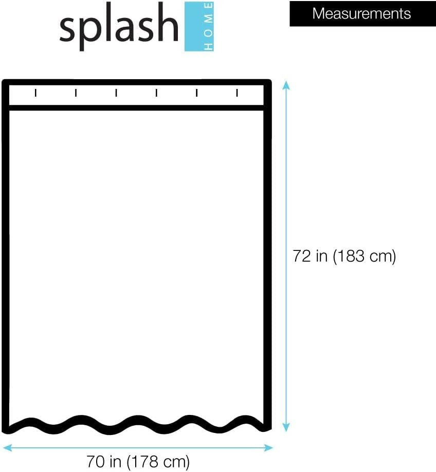Splash Home Peva 4G Baleen Curtain Liner Design for Bathroom Showers and Bathtubs Free of PVC Chlorine and Chemical Smell-Eco-Friendly-100% Waterproof, 72 X 70 inch-Hazel, 70 x 72 Inch, Aqua