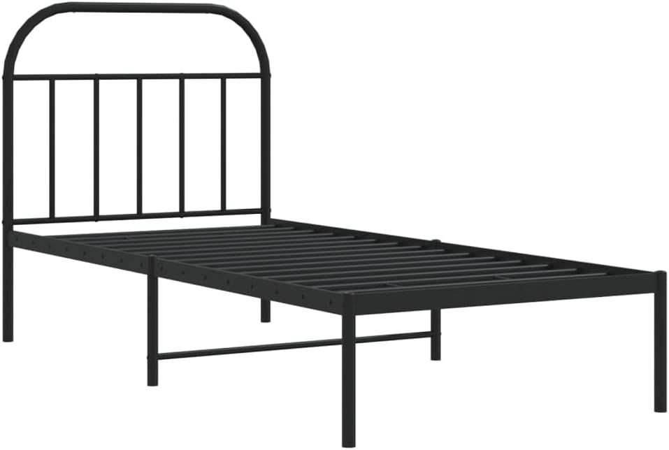 JUNZAI Giroletto con Testiera in Metallo Nero 90x190 cm,Mobili,Letti e Accessori,Letti e telai per Letti