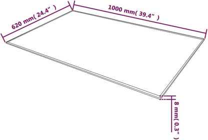 Rettangolare Tempered Glass Tabletop 1000 x 620 mm - Ideal for Dining Tables, Coffee Tables, Garden Tables - High Durability, Safe & Long Lasting Surface