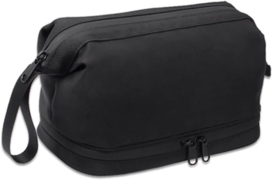 Toiletry Bag, Waterproof Cosmetic Bag for Men and Women, Large Double Space Travel Organizer for Accessories, Shaving Dopp Kit（Black）