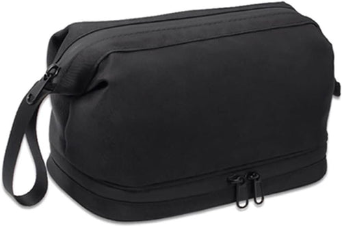 Toiletry Bag, Waterproof Cosmetic Bag for Men and Women, Large Double Space Travel Organizer for Accessories, Shaving Dopp Kit（Black）
