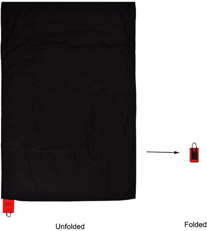 2PCS Mini Pocket Picnic Blanket Red + Blue Durable Lightweight Waterproof Sand Proof Beach Camping Travel Mat with Portable Bag for Outdoors Activities (70 * 110cm)