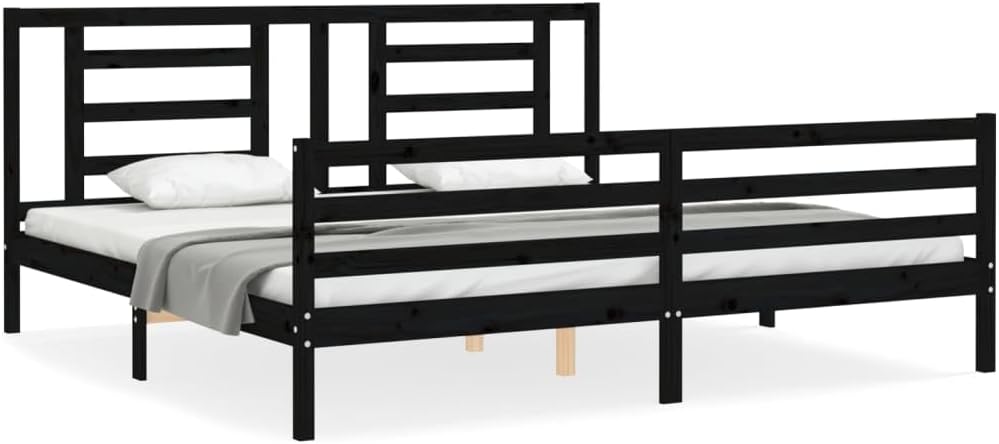 WSJHUHK Mobili,Letti & Accessori,Letti & Telai,Telaio letto senza materasso Nero 200x200 cm Legno Massello