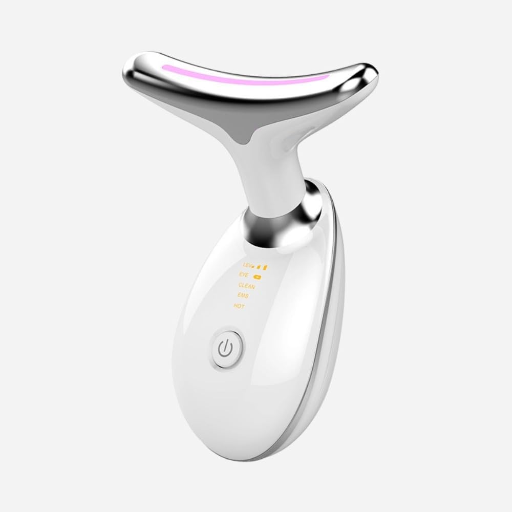 Poemtian Portable Neck and Face Massager, Multifunctional Facial Massage Tool, Micro Glow Face Sculptor, 7 Color Led Face Neck Massager for Skin Care Routine At Home, Easy To Use