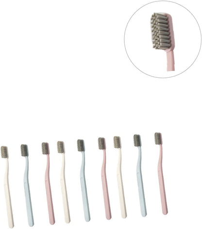 LALAFINA 3 Color Nylon Bristle Toothbrushes 9 Pcs Hard Hair Perfect for Adults Oral Health Care