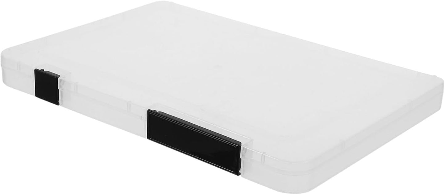 WEKAMOS Plastic Document Storage Box Slim Organizer for Office Supplies Magazines Craft Materials Stackable Design for Efficient Workspace Organization Secure Closure
