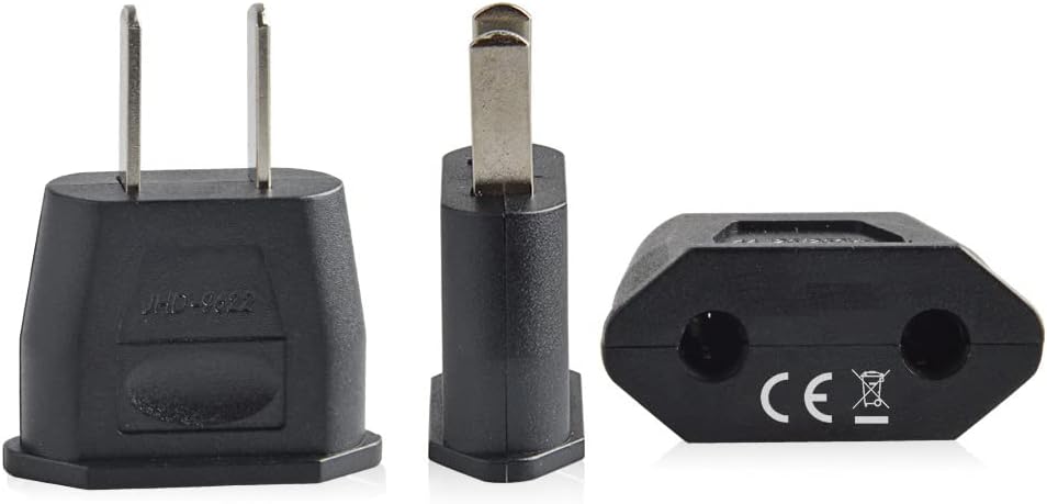 Aukru 3 x Universal Travel Adapter EU Plug to USA/American Canada China Japan Mexico Canada Black
