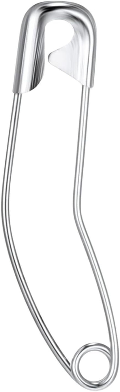 Generic Stainless Steel Curved Safety Pins for Quilting, Safety Pins Bulk Metal Silver Sewing Pins Clothing Clips Tool Decorative Safety pins (2.2inch-100pcs)
