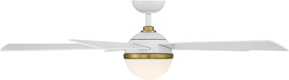 WAC Smart Fans Eclipse Indoor and Outdoor 5-Blade Smart Home Ceiling Fan 54in Satin Brass Matte White with 3000K LED Light Kit and Remote Control works with Alexa and iOS or Android App