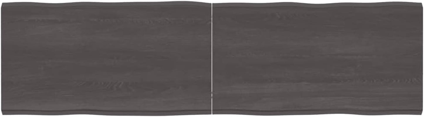 Solid Wood Tabletop, Dark Brown, 180 x 50 x (2-4) cm, Live Edge Design, Kitchen Coffee Table Replacement, Dining Table, Desktop Surface, Finish