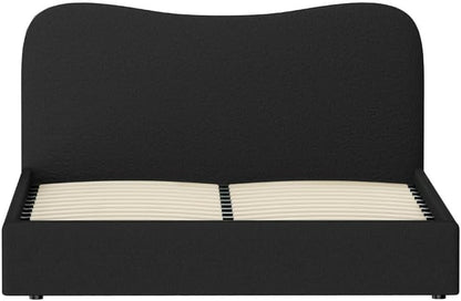 Artiss Bed Frame Queen Size Mattress Base Wooden Platform Boucle Black DARA