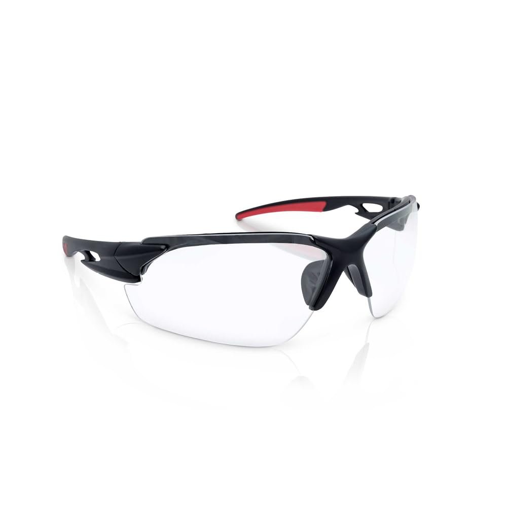 Sellstrom Sleek, Slip-Resistant, Anti-Fog Hard Coating Protective Eyewear Safety Glasses, Clear Lens, Co-Molded Temples, High Impact Optical Correct Wrap Style PC Lens, Soft Nose Piece (Qty 1), S72300