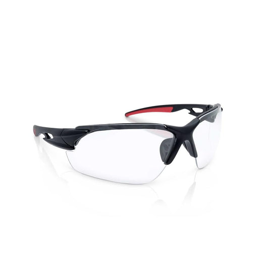 Sellstrom Sleek, Slip-Resistant, Anti-Fog Hard Coating Protective Eyewear Safety Glasses, Clear Lens, Co-Molded Temples, High Impact Optical Correct Wrap Style PC Lens, Soft Nose Piece (Qty 1), S72300