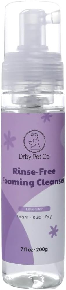 Drby Pet Co. No-Rinse Foaming Cleanser – Quick and Gentle Pet Hygiene (Lavender)
