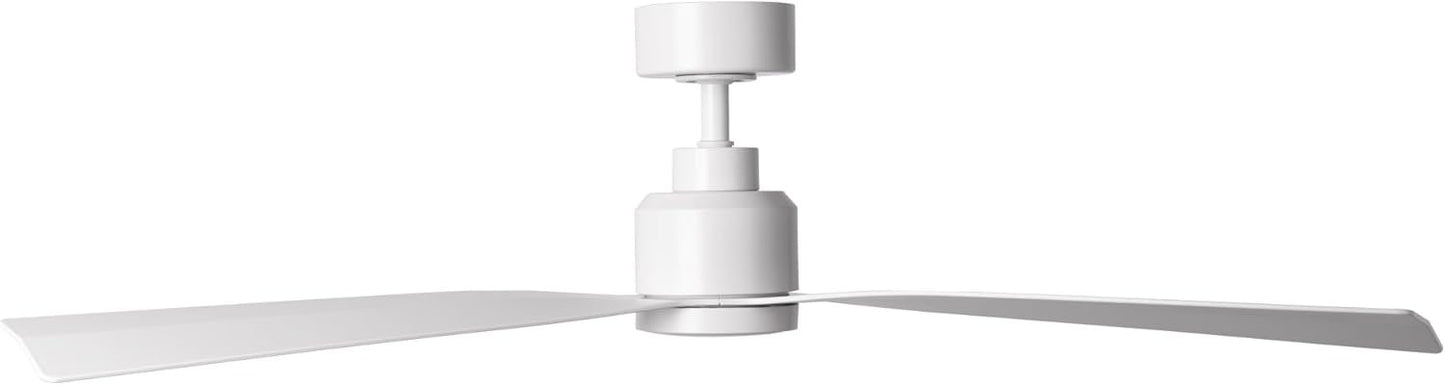 WAC Smart Fans Clean Indoor and Outdoor 3-Blade Smart Home Ceiling Fan 52in Matte White with 3000K LED Light Kit and Remote Control works with Alexa and iOS or Android App