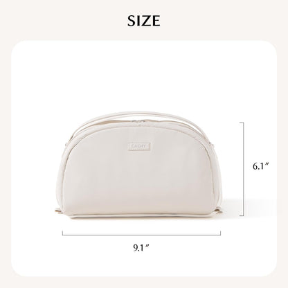 EACHY Toiletry Bag for Women, Large-Capacity Travel Makeup Organizer with Dry & Wet Separation, Portable Cosmetic Bag, Waterproof Design, White, L, Hanging Toiletry Bag